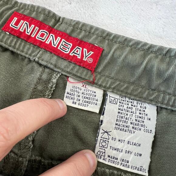 Union Bay Vintage Green Cargo Shorts DrawString Waist Men's size XL - Picture 4 of 9